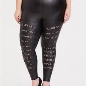 Torrid slashed leather lace leggings